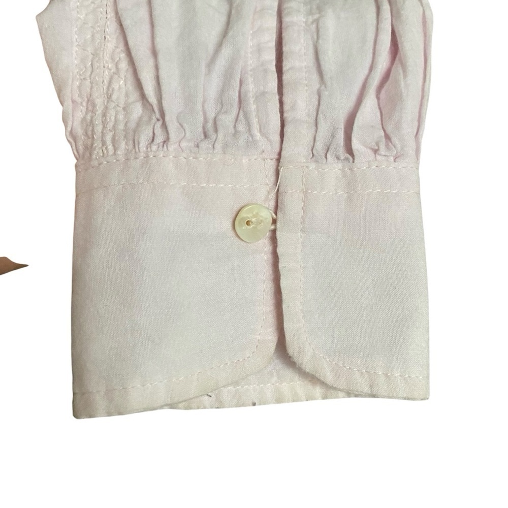 Free People Blush Pink Metallic Trim Cotton Button Down Blouse L Boho Top - Picture 6 of 16